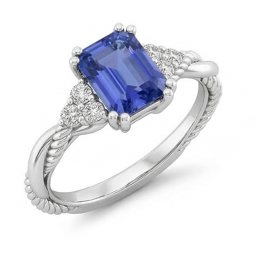 Gemstone Jewelry Emerald Sapphire Ring Twisted Rope Style 2 Carats