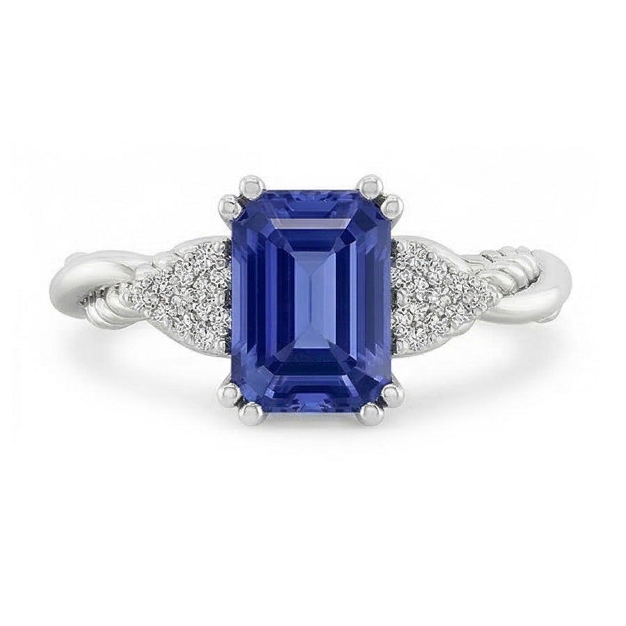 Gemstone Jewelry Emerald Sapphire Ring Twisted Rope Style 2 Carats