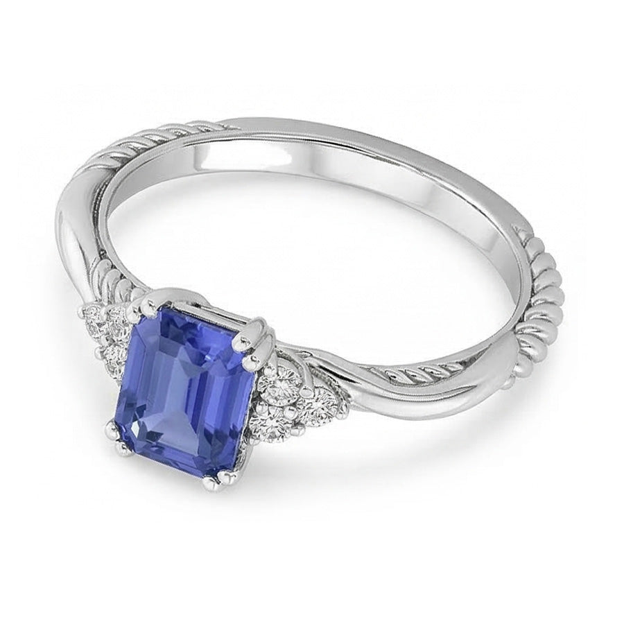 Gemstone Jewelry Emerald Sapphire Ring Twisted Rope Style 2 Carats