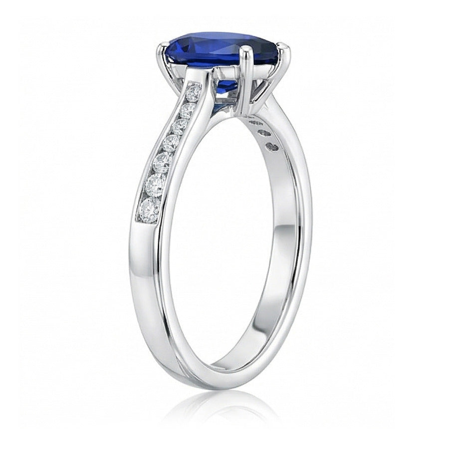 Gemstone Jewelry Engagement Ring Pear Blue Sapphire 2 Carats