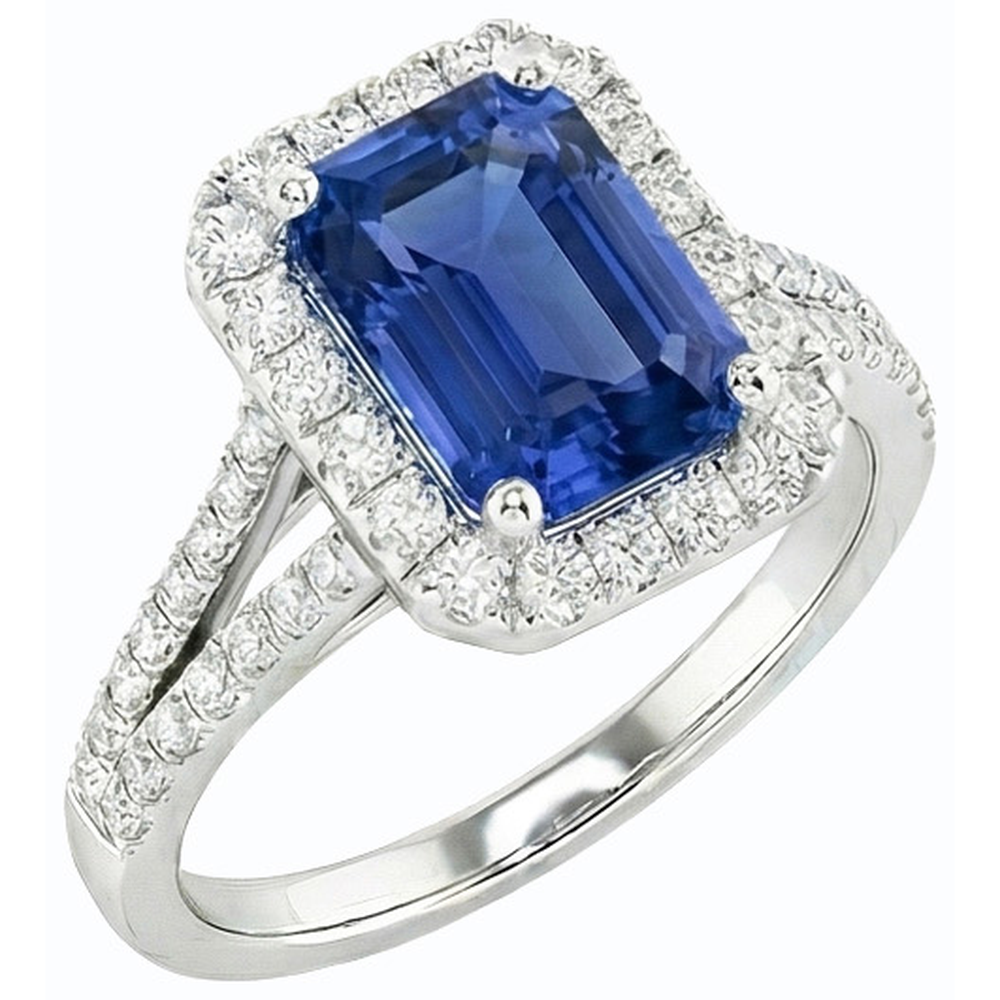natural emerald sapphire 4.50ct ring close up detail