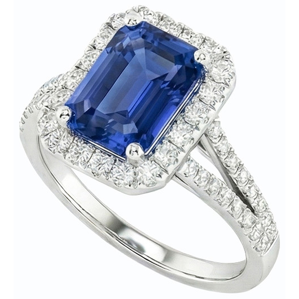 natural emerald sapphire 4.50ct ring top view