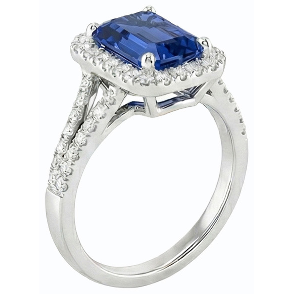 natural emerald sapphire 4.50ct ring profile view