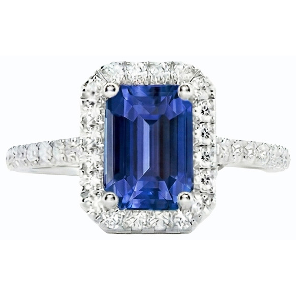 natural emerald sapphire 4.50ct ring on white background