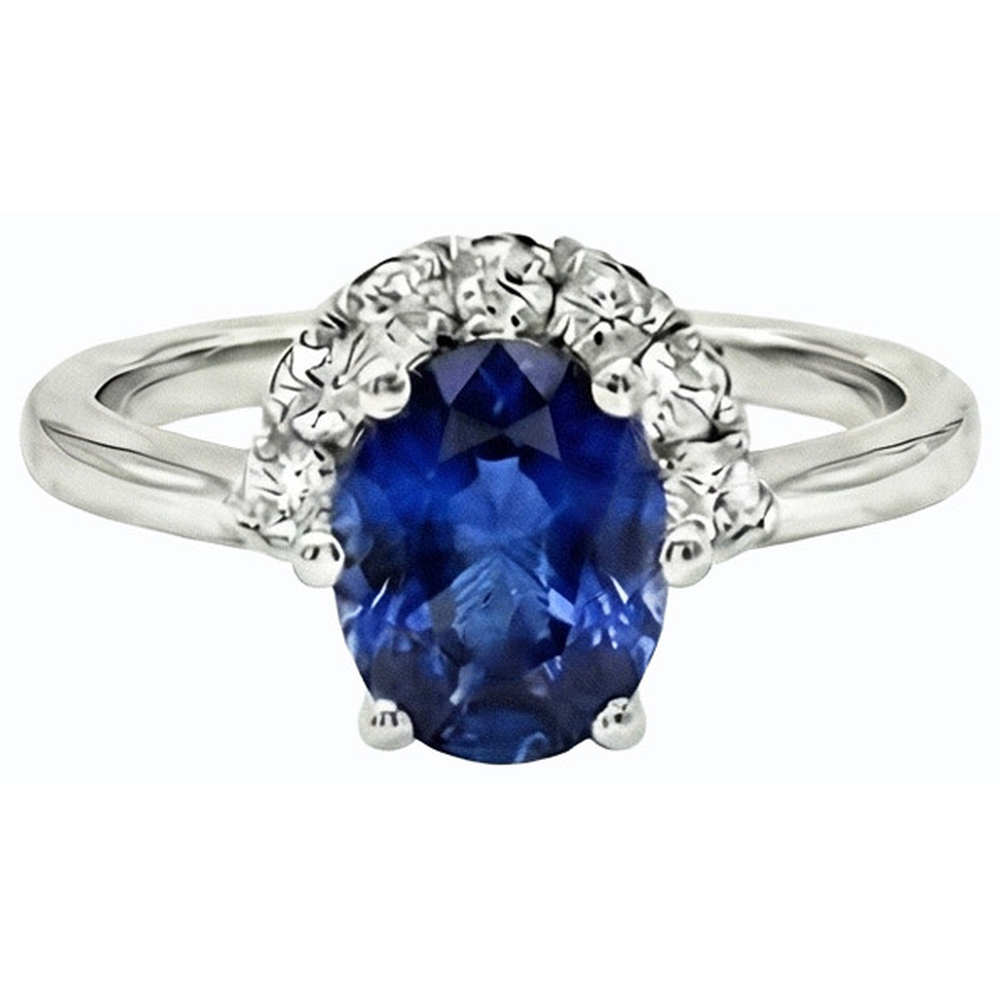 natural round sapphire 2.50ct ring profile view