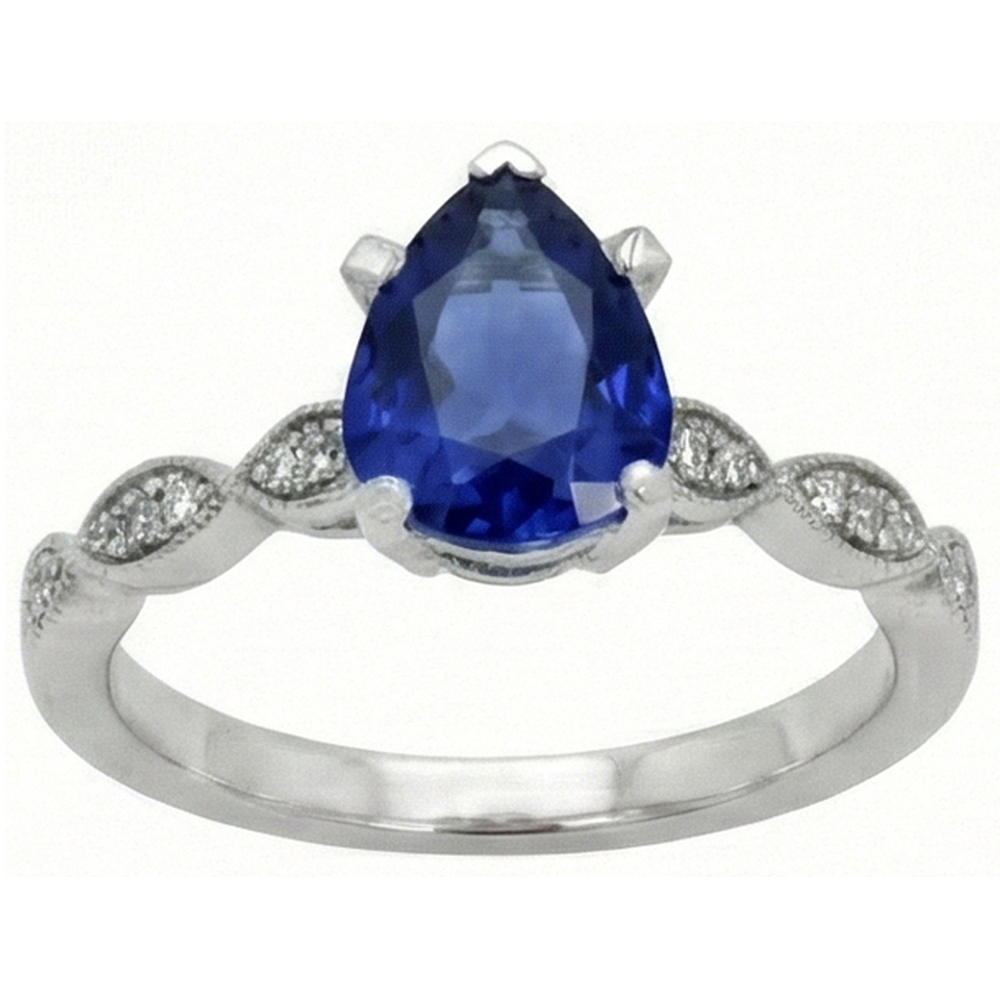 Gemstone Jewelry Pear Ceylon Sapphire Ring With Natural Earth Mined Diamond ( Not Lab Grown )s 2.50 Carats