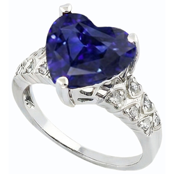 Natural Sapphire Ring 4ct - White Gold 14K