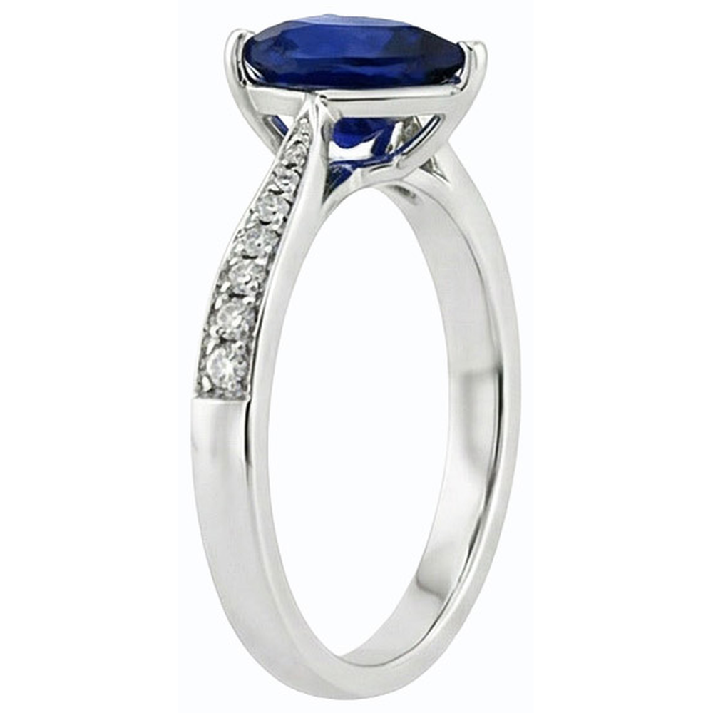 natural round sapphire 2.50ct ring profile view