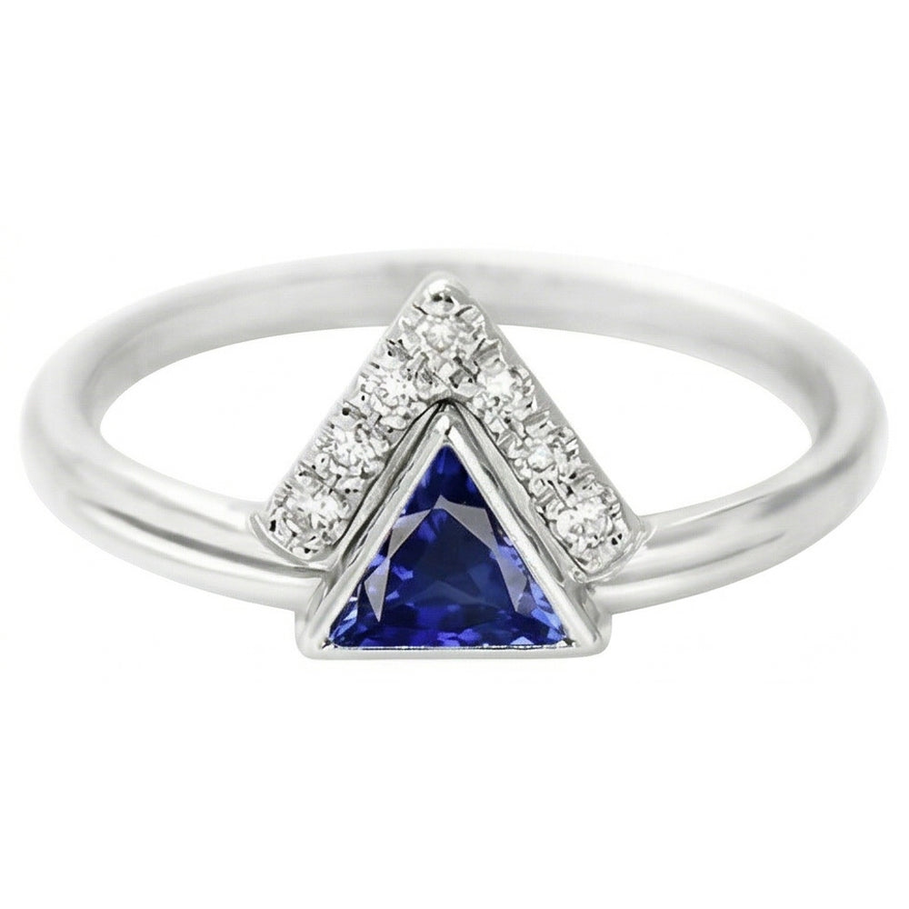 Gemstone Jewelry Trillion Ceylon Sapphire Ring 1 Carat Natural Earth Mined Diamond ( Not Lab Grown )s