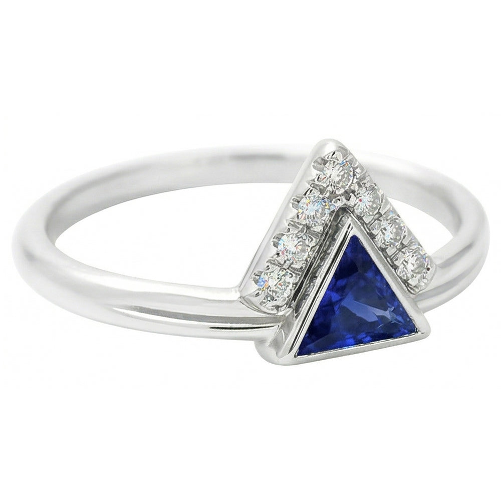Gemstone Jewelry Trillion Ceylon Sapphire Ring 1 Carat Natural Earth Mined Diamond ( Not Lab Grown )s