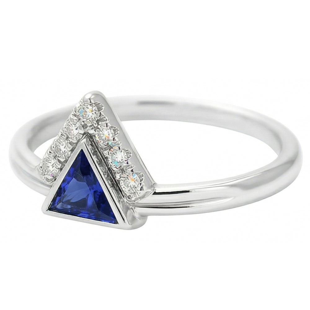 Gemstone Jewelry Trillion Ceylon Sapphire Ring 1 Carat Natural Earth Mined Diamond ( Not Lab Grown )s