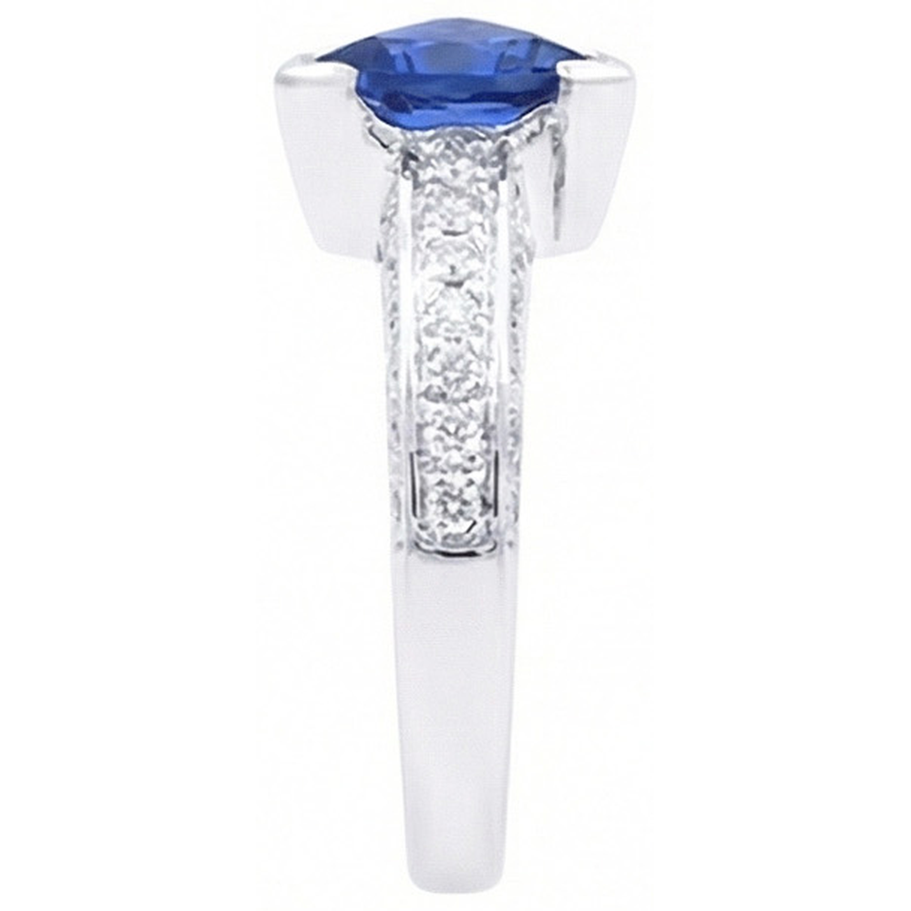 natural round sapphire 3ct ring profile view