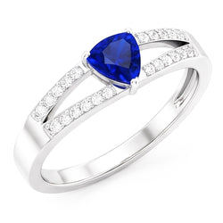 Gemstone Jewelry Trillion Sapphire Ring Split Shank Natural Earth Mined Diamond ( Not Lab Grown )s 1 Carat