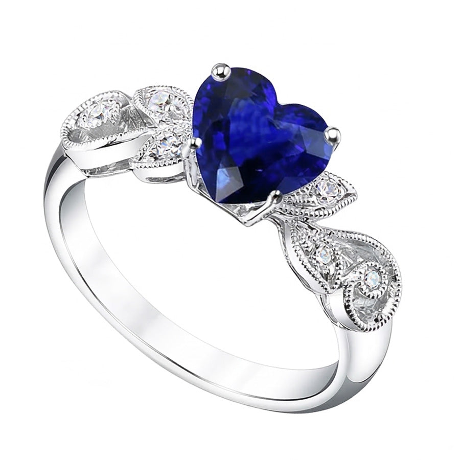 natural round sapphire 2.25ct ring profile view
