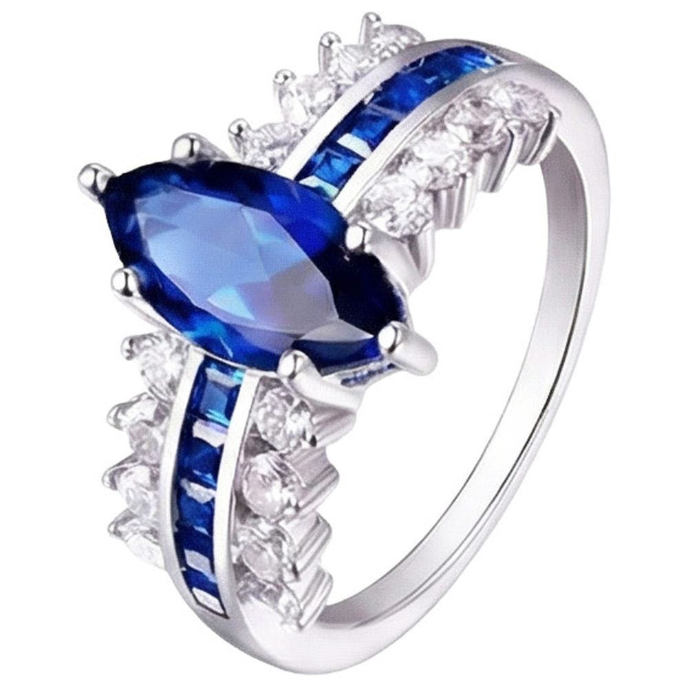 Gemstone Marquise & Princess Blue Sapphire Natural Earth Mined Diamond ( Not Lab Grown ) Ring 6.50 Carats