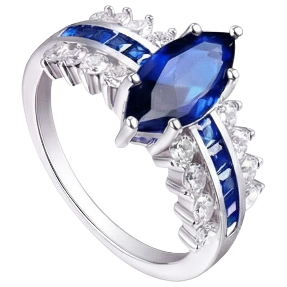 Gemstone Marquise & Princess Blue Sapphire Natural Earth Mined Diamond ( Not Lab Grown ) Ring 6.50 Carats