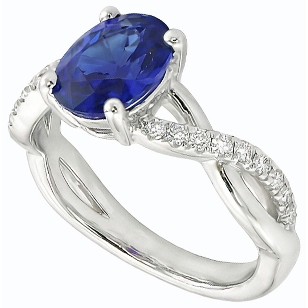 natural round sapphire 4.50ct ring side angle