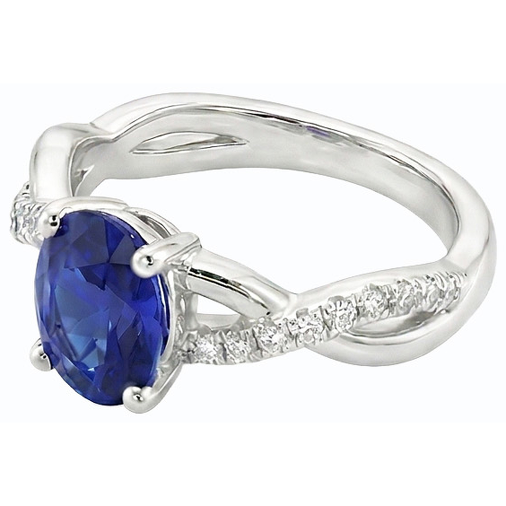 natural round sapphire 4.50ct ring top view