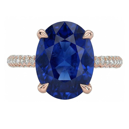 natural round sapphire 3.50ct ring front view