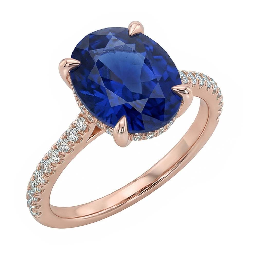 natural round sapphire 3.50ct ring side angle
