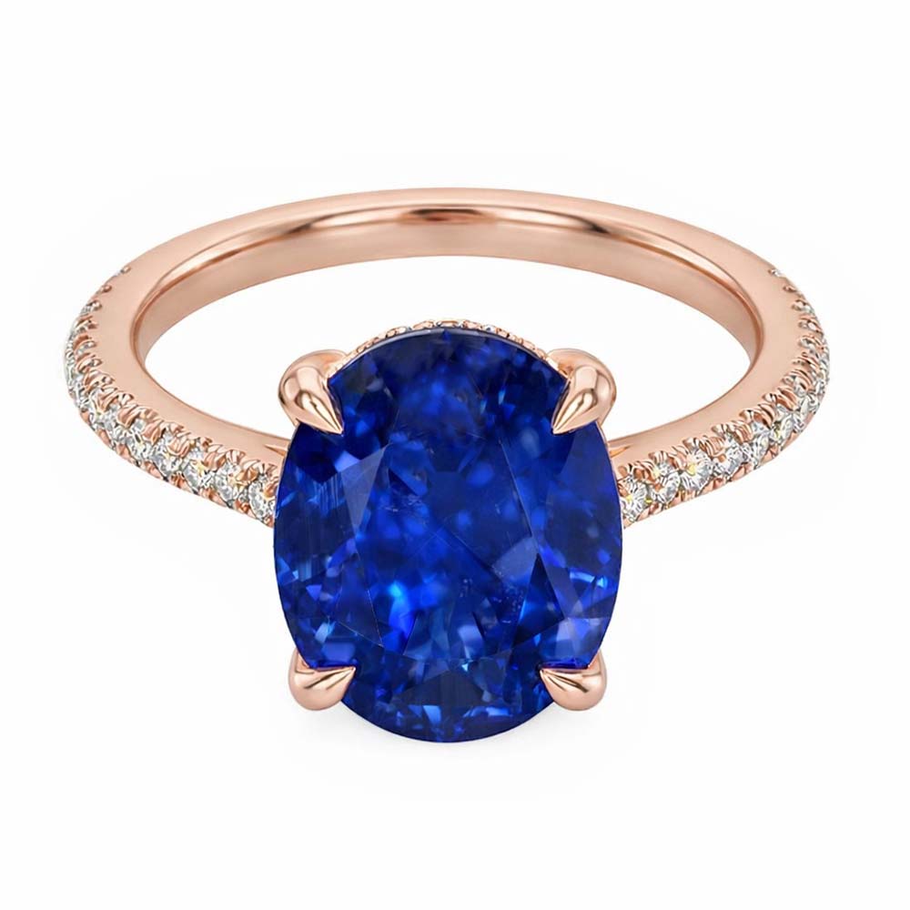 natural round sapphire 3.50ct ring close up detail