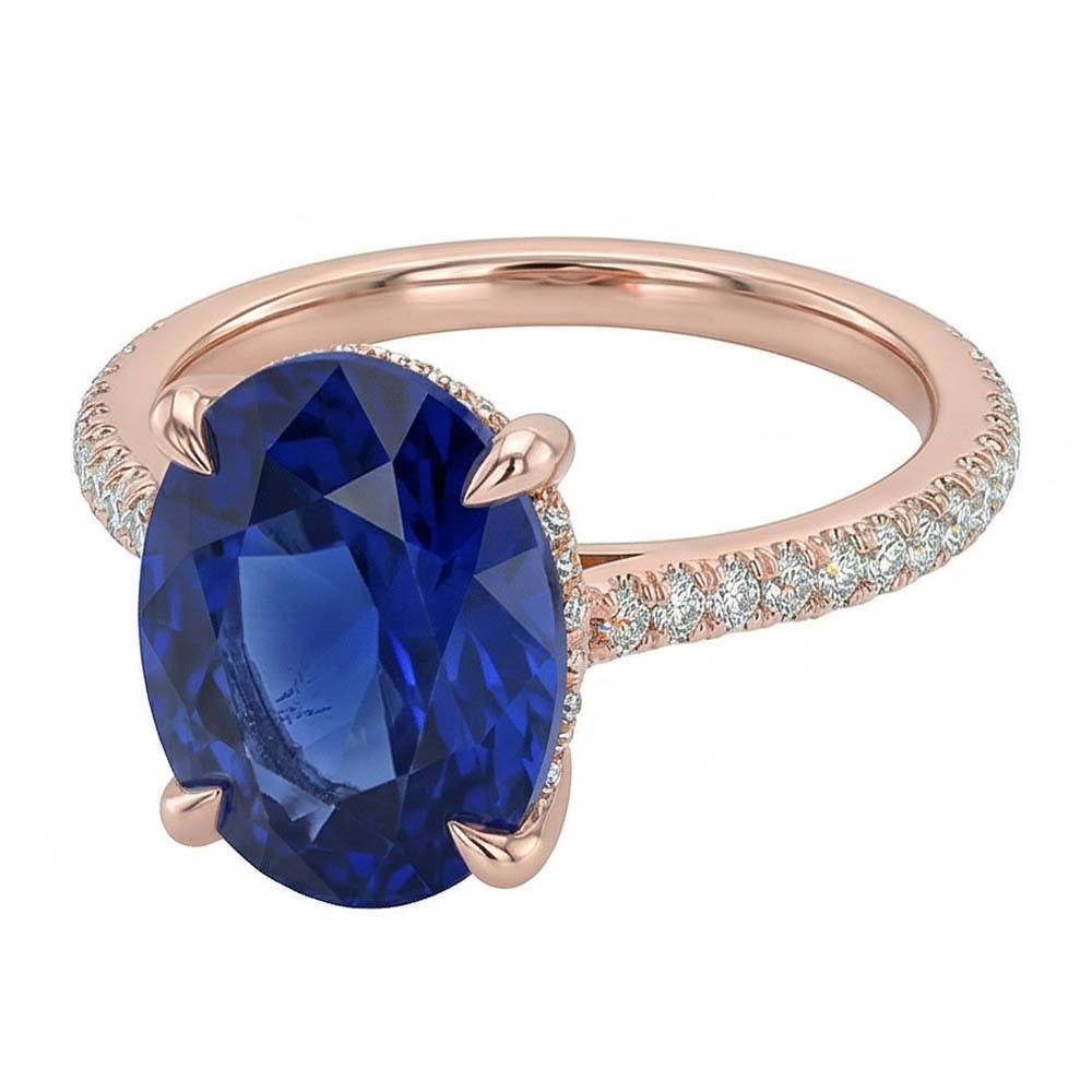 natural round sapphire 3.50ct ring top view