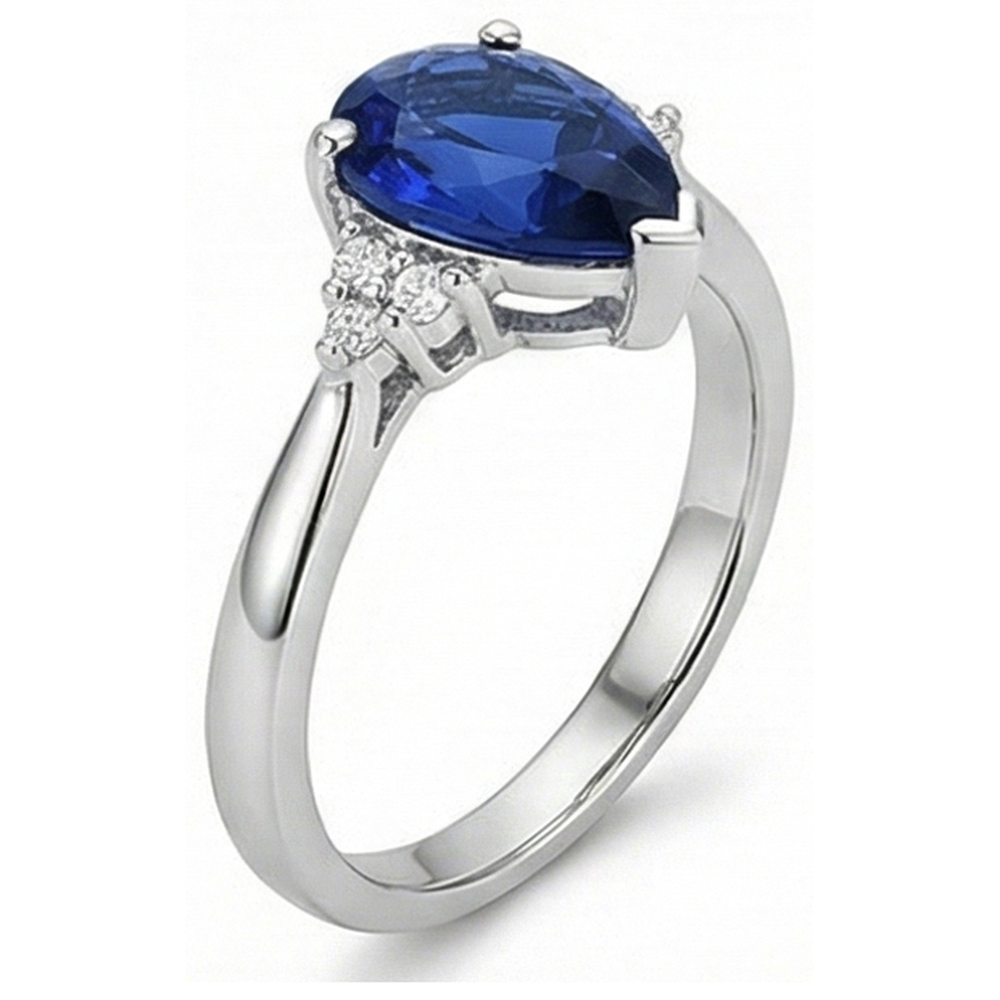 natural round sapphire 2.50ct ring profile view