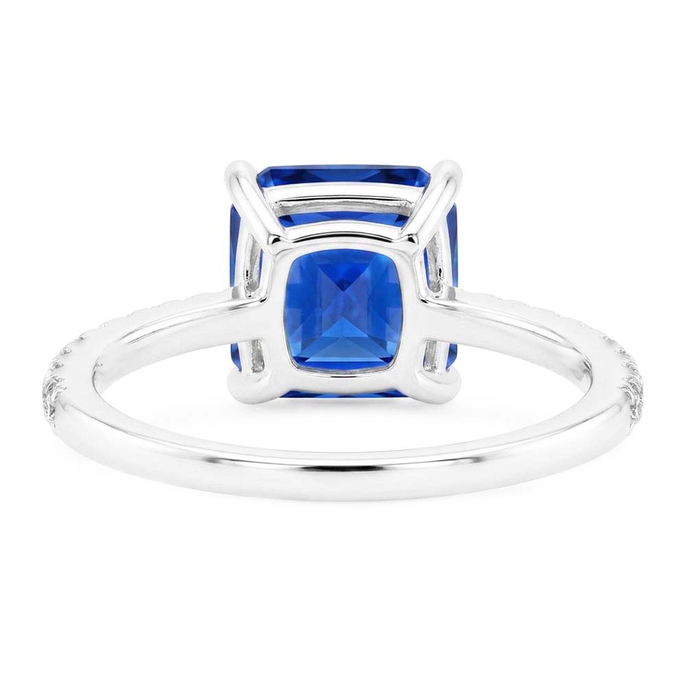 Gemstone Radiant Blue Sapphire Ring With Natural Earth Mined Diamond ( Not Lab Grown ) Accents 3.50 Carats