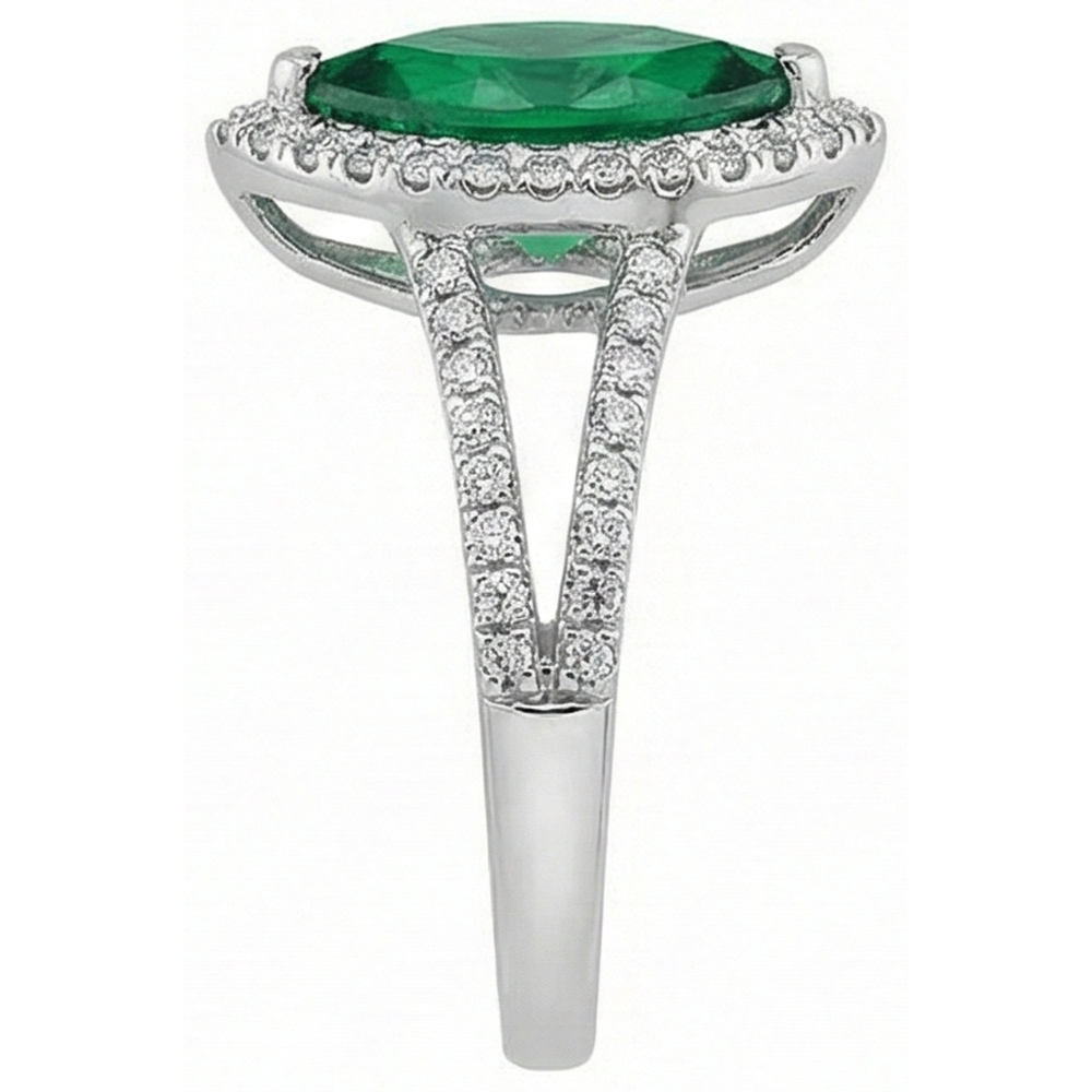 natural round emerald 3.35ct ring profile view