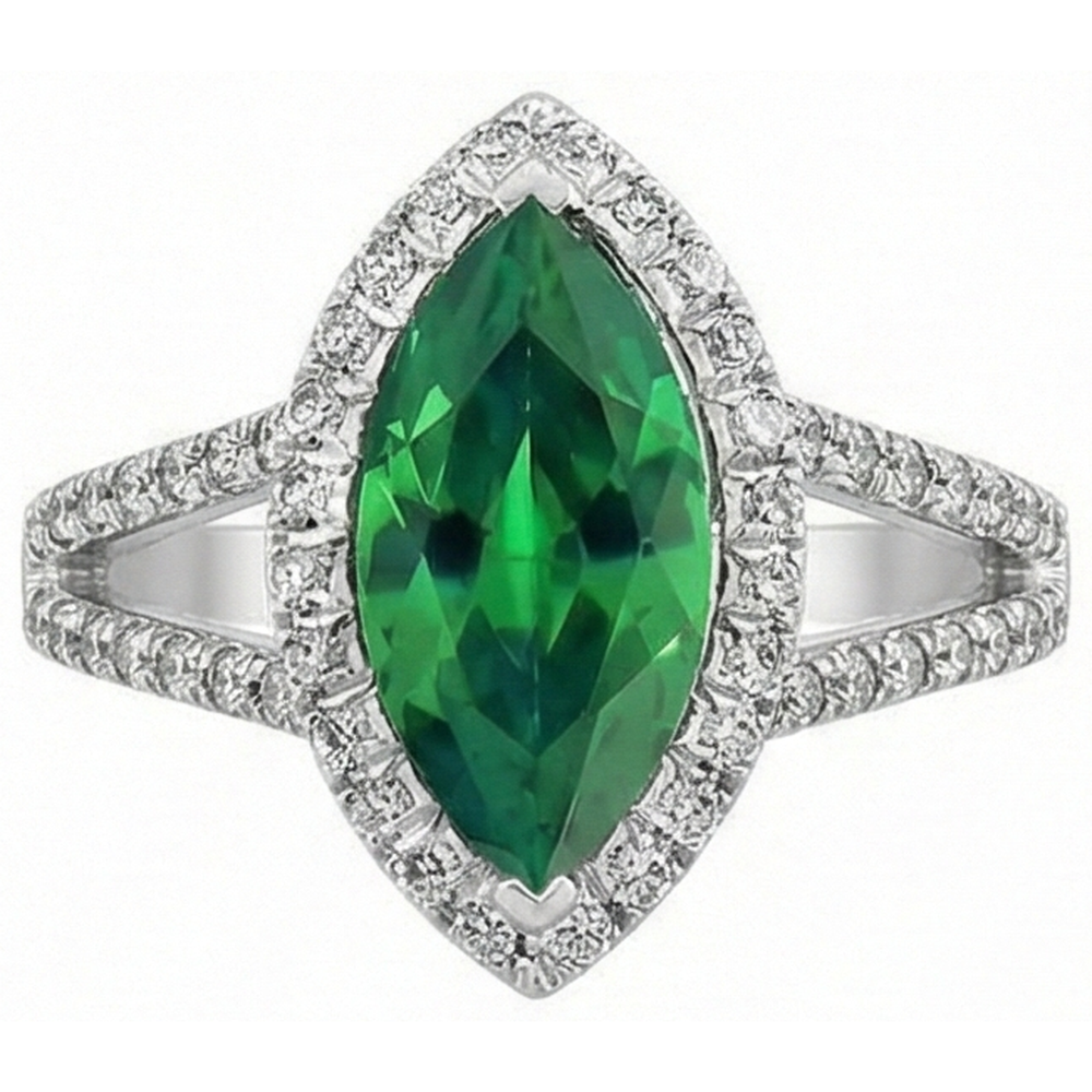 natural round emerald 3.35ct ring close up detail