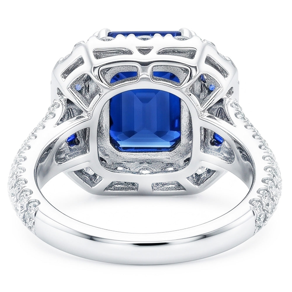 Gemstone Ring Asscher & Emerald Sapphire Natural Earth Mined Diamond ( Not Lab Grown ) Jewelry 4.50 Carats