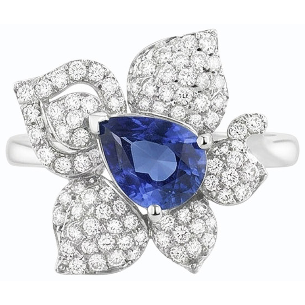 natural round sapphire 2.50ct ring top view