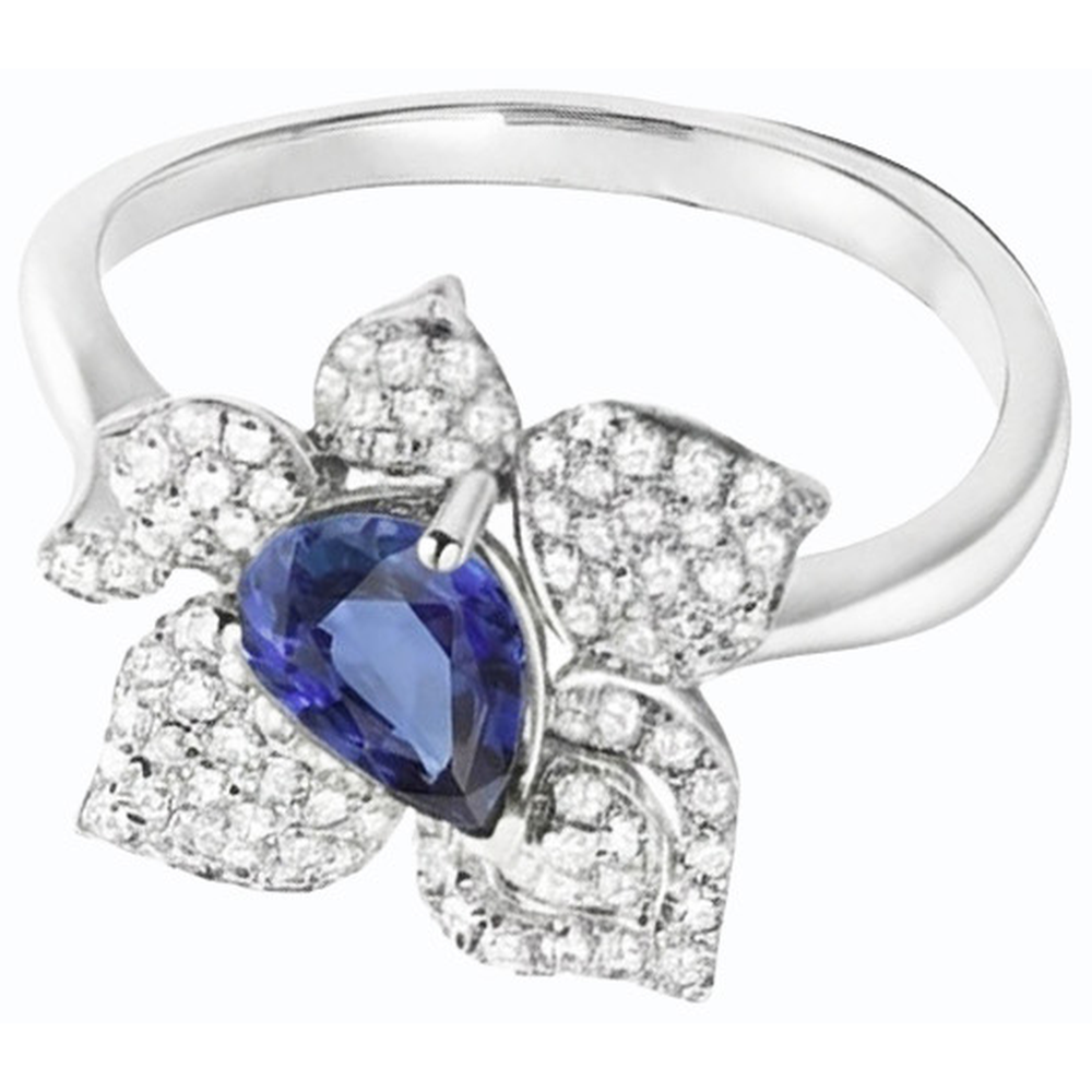 natural round sapphire 2.50ct ring on white background