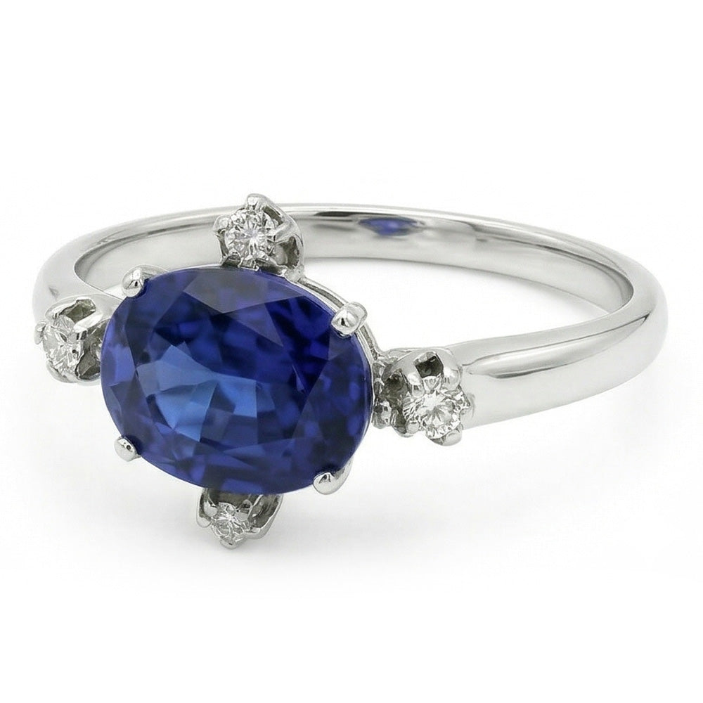 natural round sapphire 3.50ct ring side angle