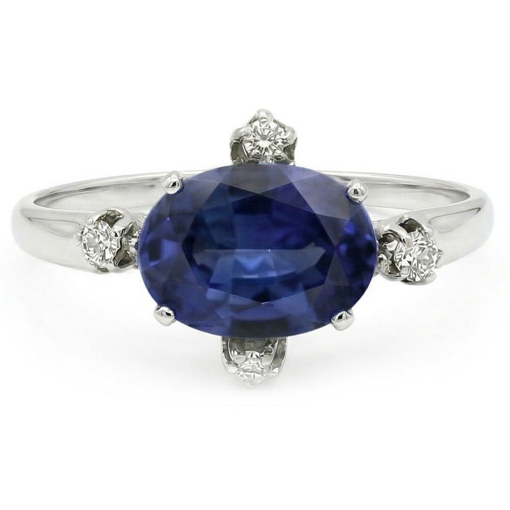natural round sapphire 3.50ct ring close up detail