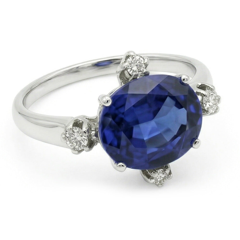 natural round sapphire 3.50ct ring top view