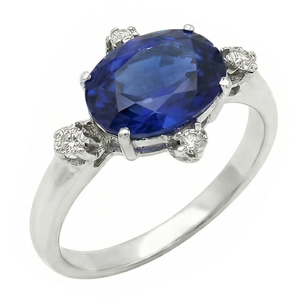 natural round sapphire 3.50ct ring profile view