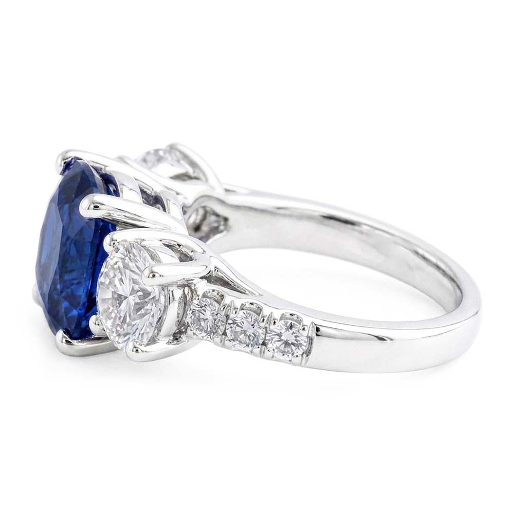 Gemstone Ring Cushion Sapphire Trellis Setting Natural Earth Mined Diamond ( Not Lab Grown )s 3.50 Carats