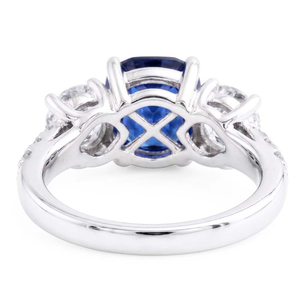 Gemstone Ring Cushion Sapphire Trellis Setting Natural Earth Mined Diamond ( Not Lab Grown )s 3.50 Carats