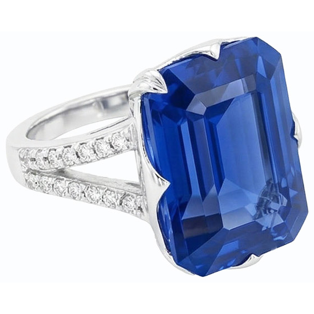 natural emerald sapphire 5.50ct ring profile view