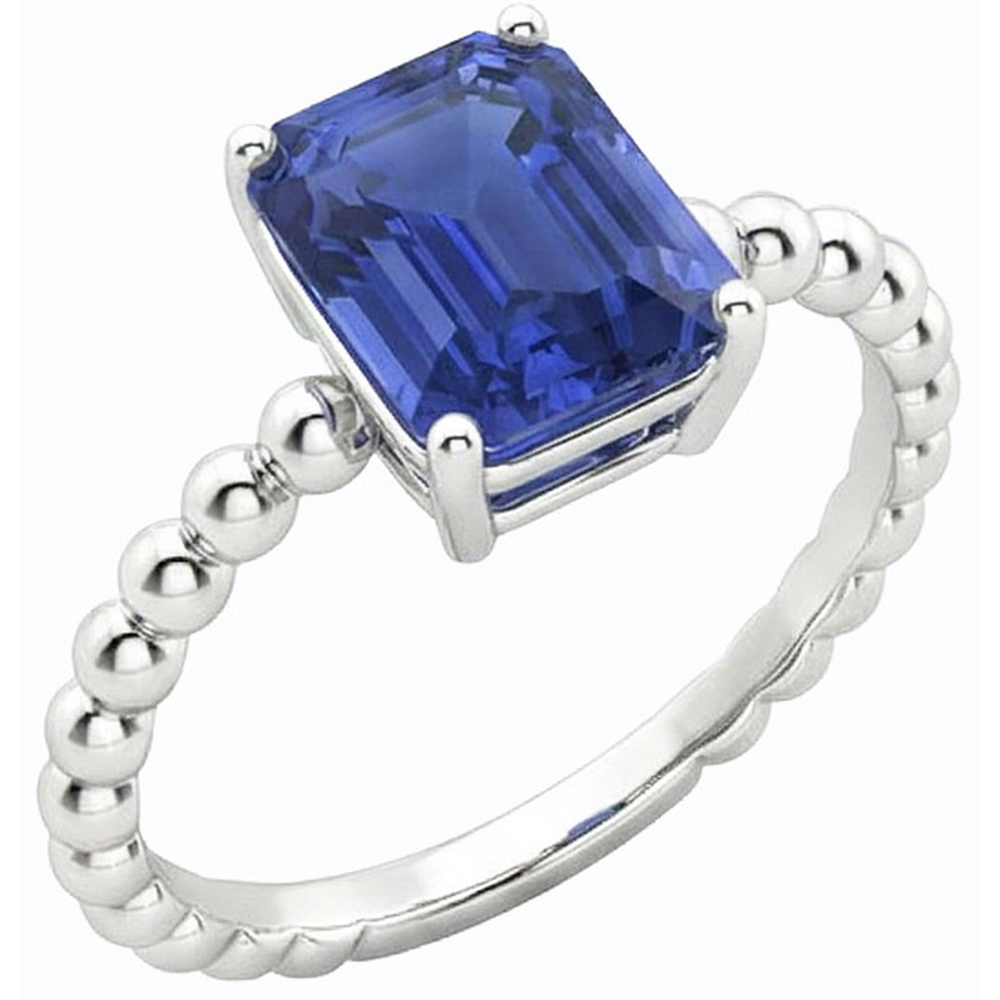 Gemstone Ring Emerald Ceylon Sapphire Beaded Style 3 Carats