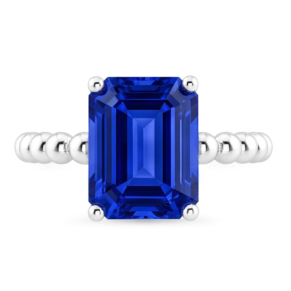 Gemstone Ring Emerald Ceylon Sapphire Beaded Style 3 Carats