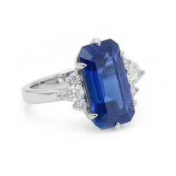 Natural Sapphire Ring 3ct - White Gold 14K