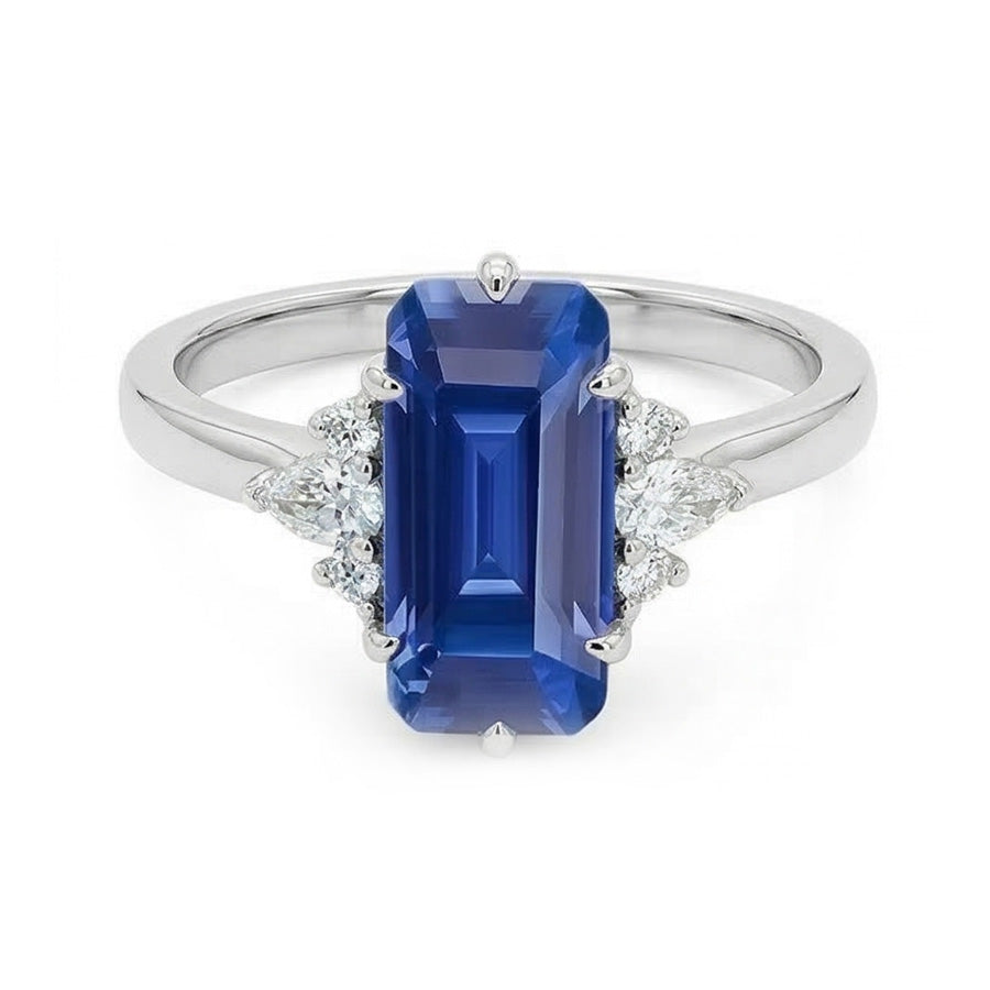 natural emerald sapphire 3ct ring close up detail