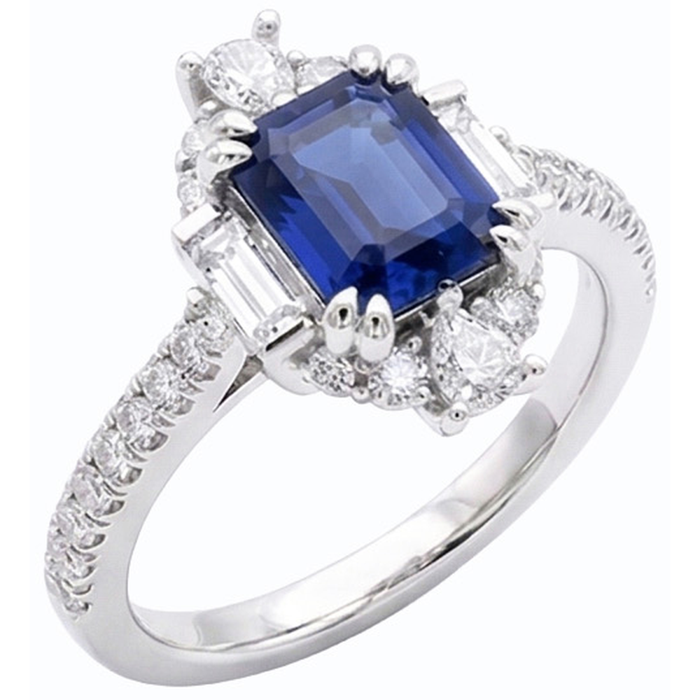 natural emerald sapphire 3.50ct ring side angle