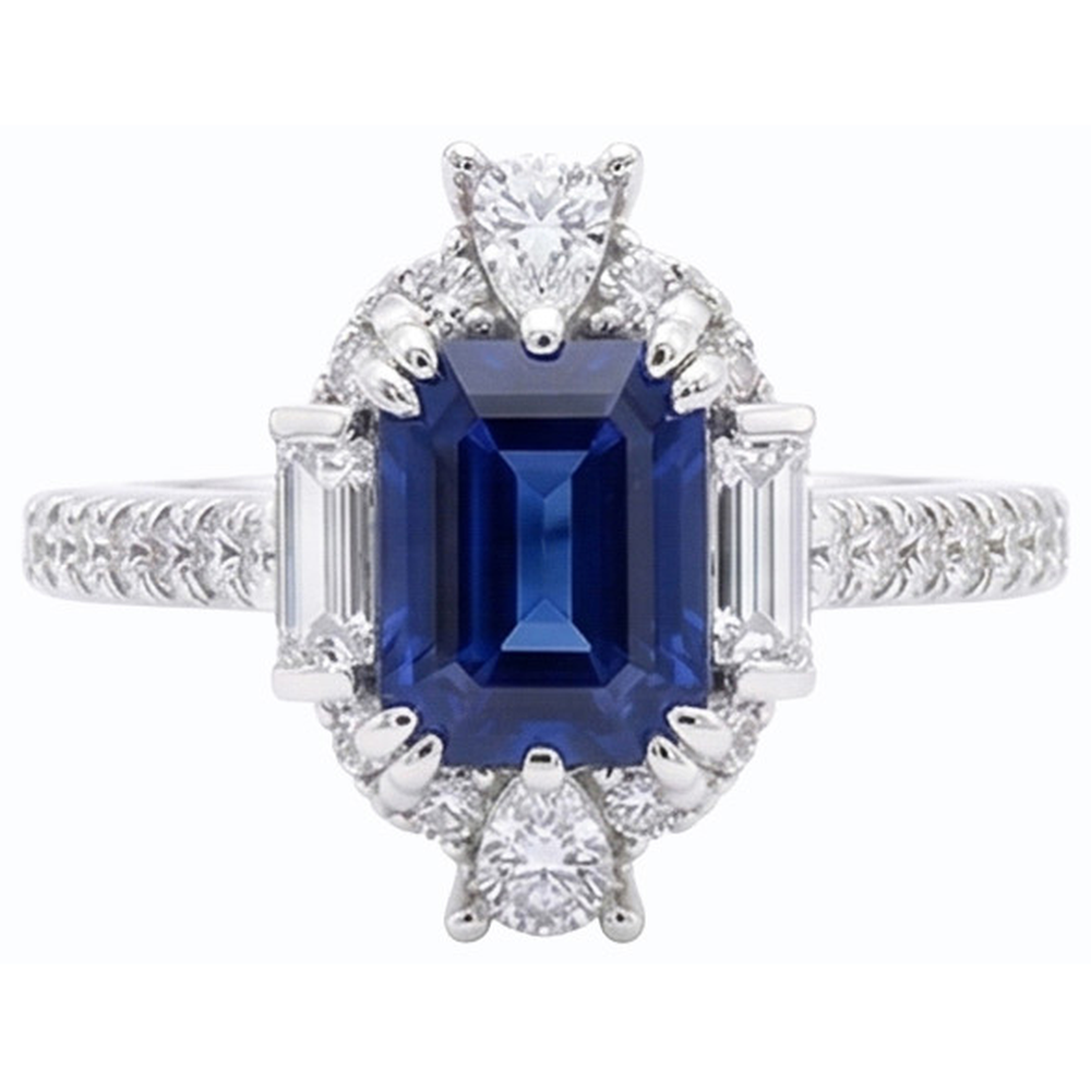 natural emerald sapphire 3.50ct ring close up detail
