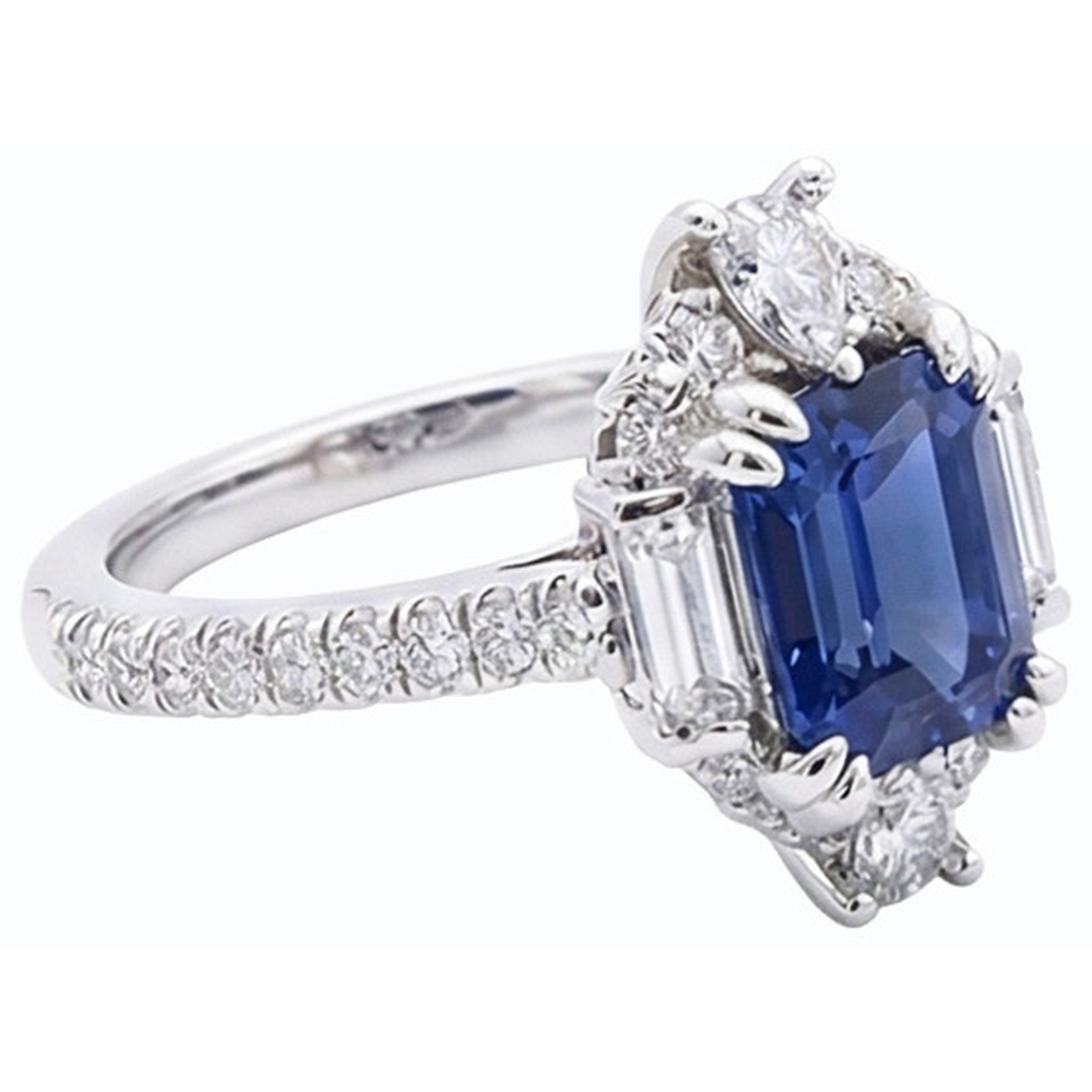 natural emerald sapphire 3.50ct ring top view