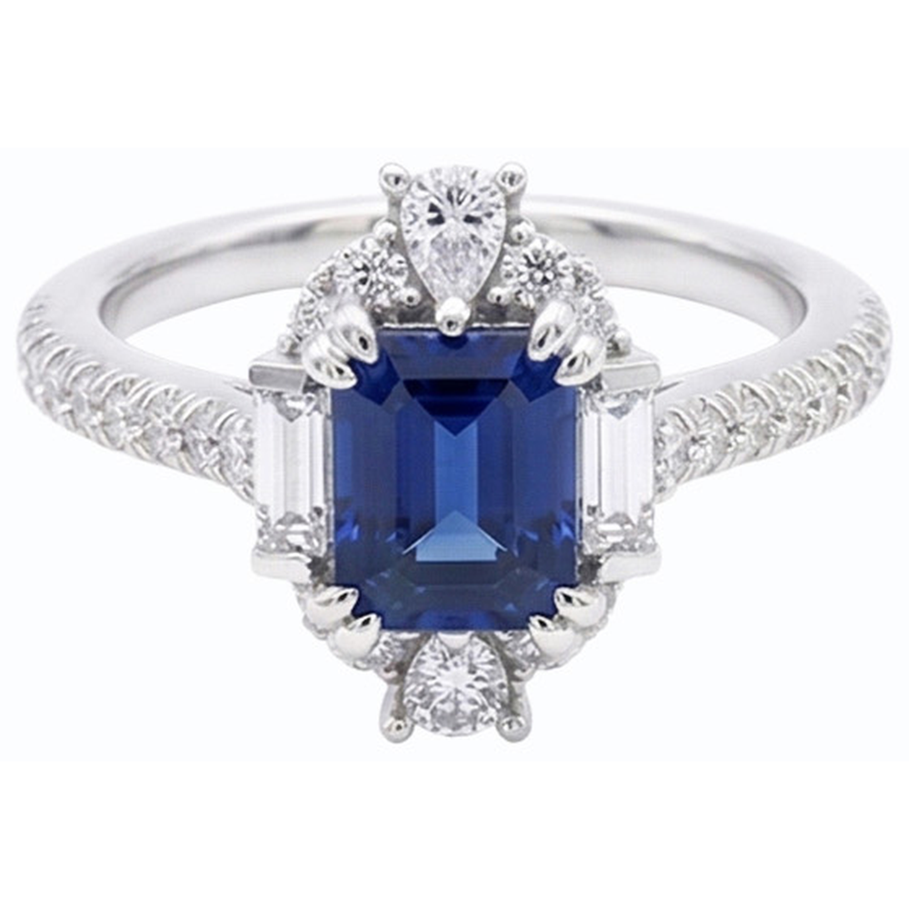 natural emerald sapphire 3.50ct ring profile view