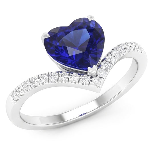 Gemstone Ring Enhancer Blue Sapphire Heart Cut 3 Carats Gold Jewelry