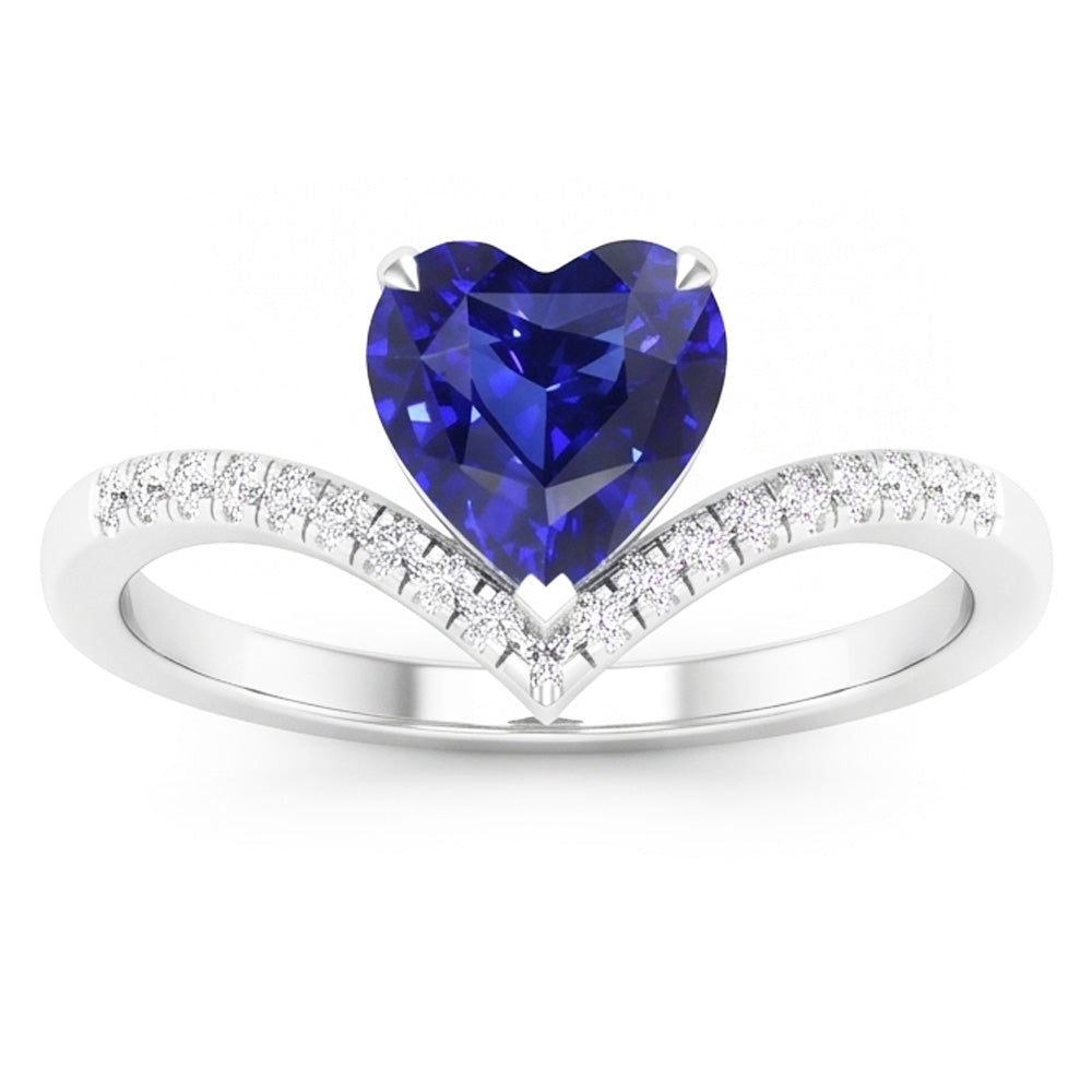 Gemstone Ring Enhancer Blue Sapphire Heart Cut 3 Carats Gold Jewelry